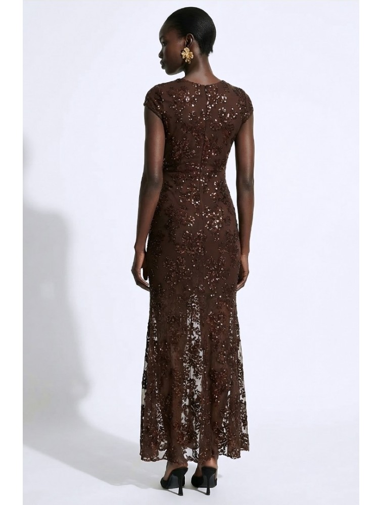 MALLORY THE LABEL Azura Brown Sequin Dress