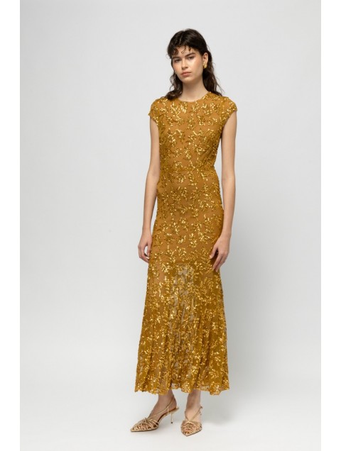 MALLORY THE LABEL Azura Golden Sequin Dress Χρυσό Φόρεμα με Παγέτα