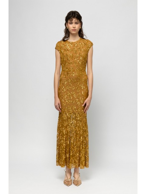 MALLORY THE LABEL Azura Golden Sequin Dress Χρυσό Φόρεμα με Παγέτα