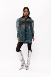 MALLORY THE LABEL Cosmo Snake Print Shirt Μπλε Πουκάμισο