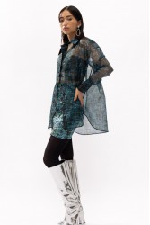 MALLORY THE LABEL Cosmo Snake Print Shirt Μπλε Πουκάμισο