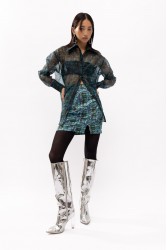 MALLORY THE LABEL Cosmo Snake Print Shirt Μπλε Πουκάμισο