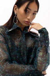 MALLORY THE LABEL Cosmo Snake Print Shirt Μπλε Πουκάμισο