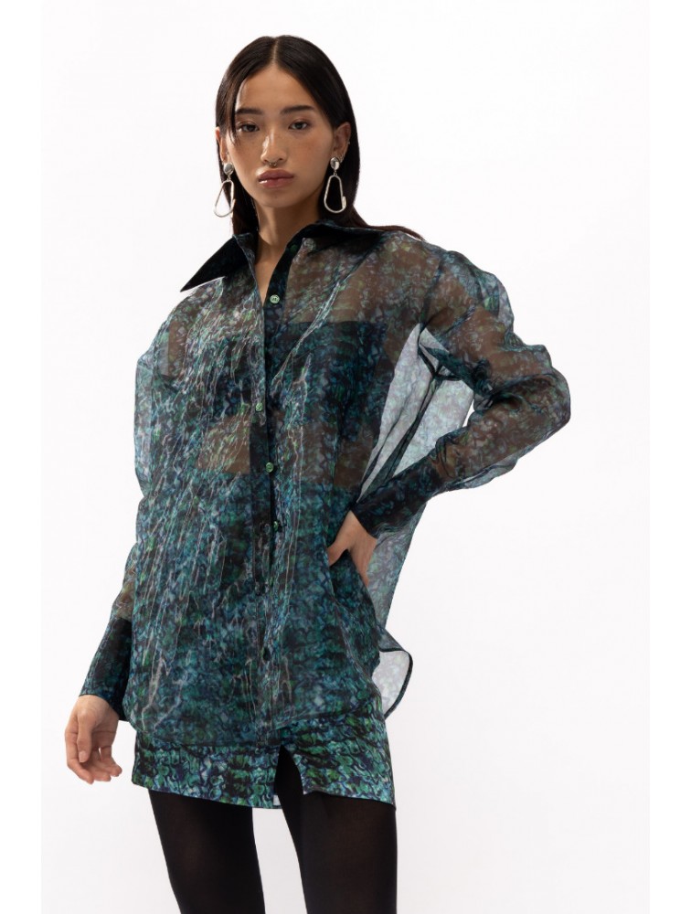 MALLORY THE LABEL Cosmo Snake Print Shirt Μπλε Πουκάμισο