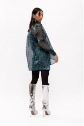 MALLORY THE LABEL Cosmo Snake Print Shirt Μπλε Πουκάμισο