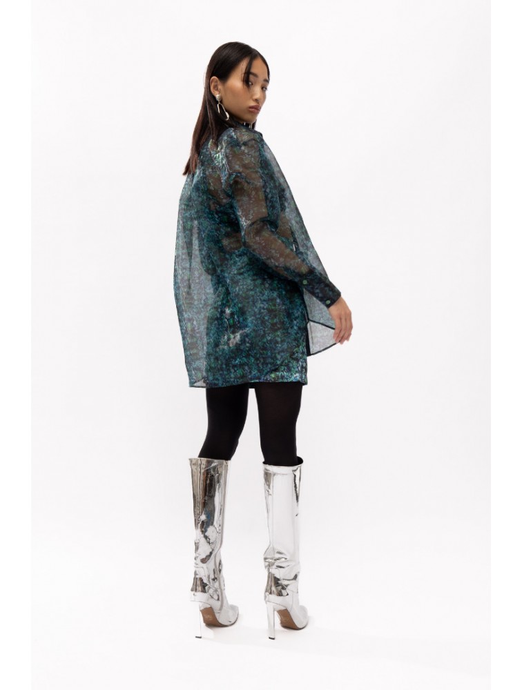 MALLORY THE LABEL Cosmo Snake Print Shirt Μπλε Πουκάμισο