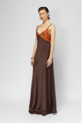 MALLORY THE LABEL Cyra Brown Dress with Sequin