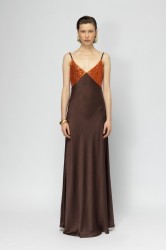 MALLORY THE LABEL Cyra Brown Dress with Sequin