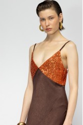 MALLORY THE LABEL Cyra Brown Dress with Sequin