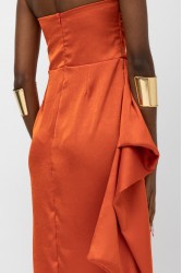 MALLORY THE LABEL Dalia Orange Dress Πορτοκαλί Στράπλες Φόρεμα