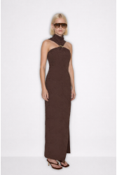 MALLORY THE LABEL Dark Camellia Brown Dress Καφέ Φόρεμα