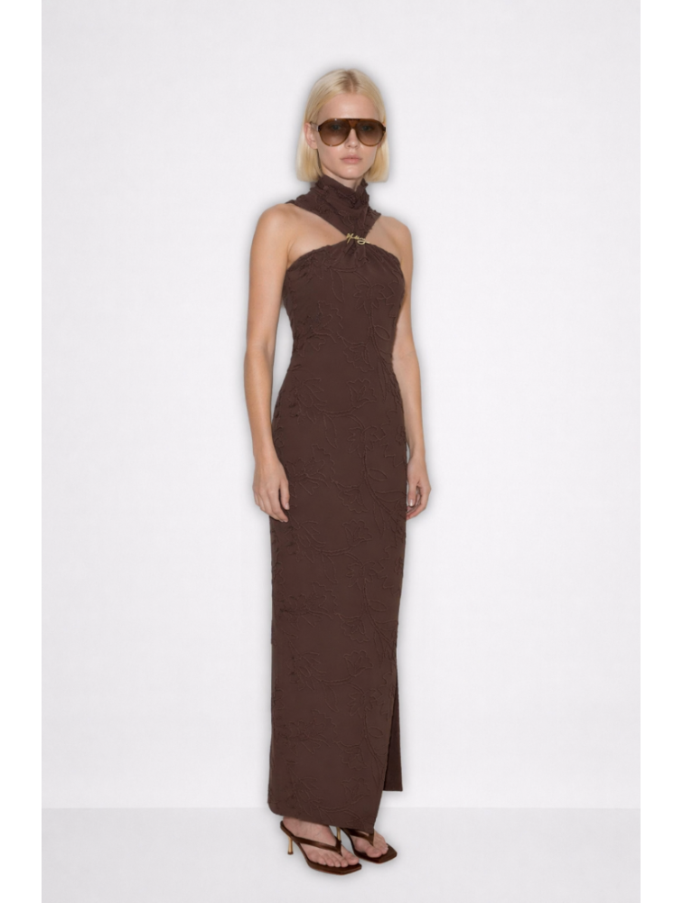 MALLORY THE LABEL Dark Camellia Brown Dress Καφέ Φόρεμα