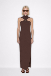 MALLORY THE LABEL Dark Camellia Brown Dress Καφέ Φόρεμα