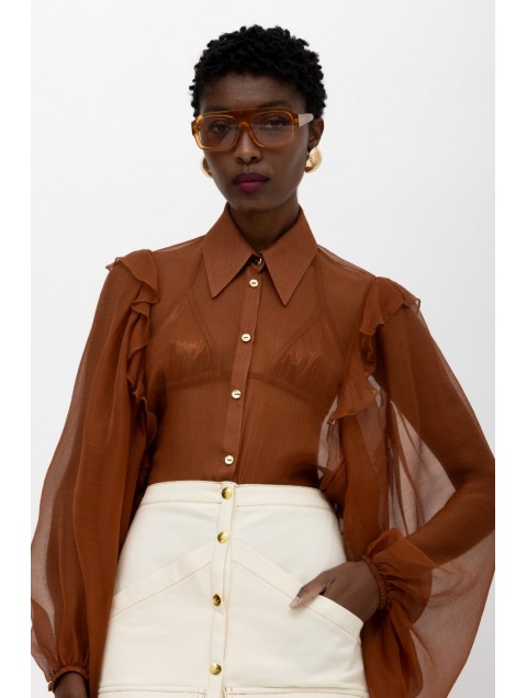 MALLORY THE LABEL Electra Shirt Brown 