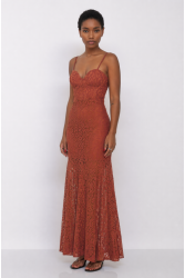 MALLORY THE LABELElysia Powder Pink Dress Ροζ Φόρεμα με Δαντέλα