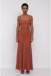 MALLORY THE LABELElysia Powder Pink Dress Ροζ Φόρεμα με Δαντέλα