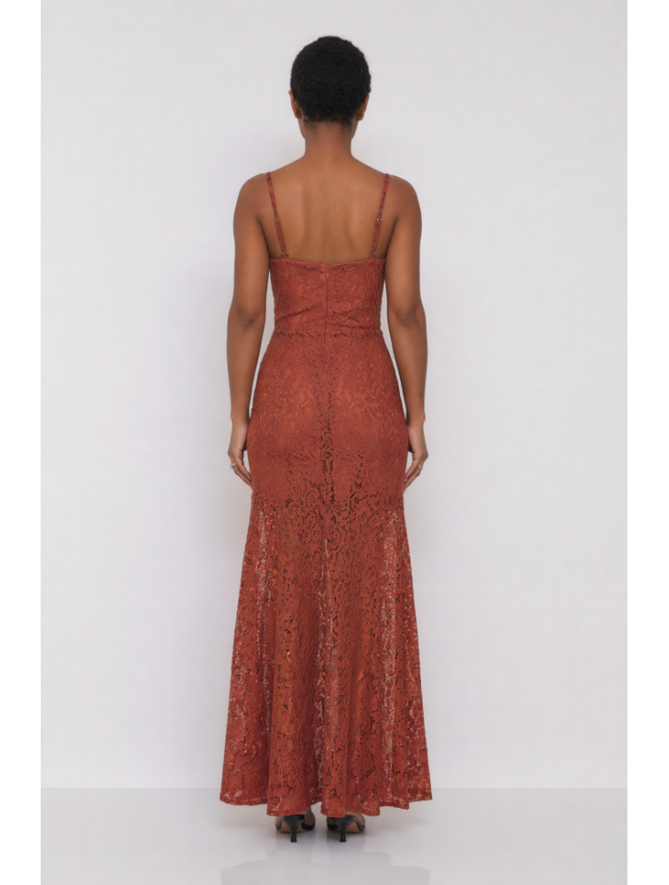 MALLORY THE LABELElysia Powder Pink Dress Ροζ Φόρεμα με Δαντέλα