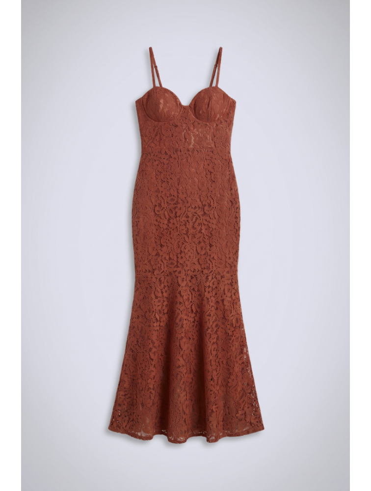 MALLORY THE LABELElysia Powder Pink Dress Ροζ Φόρεμα με Δαντέλα