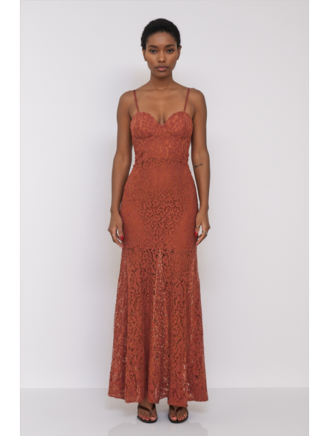 MALLORY THE LABEL Elysia Powder Pink Dress Ροζ Φόρεμα με Δαντέλα