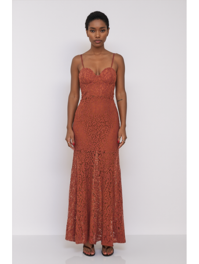 MALLORY THE LABELElysia Powder Pink Dress Ροζ Φόρεμα με Δαντέλα