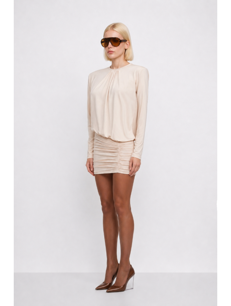 MALLORY THE LABEL Epoque Off White Mini Dress Εκρού Μίνι Φόρεμα