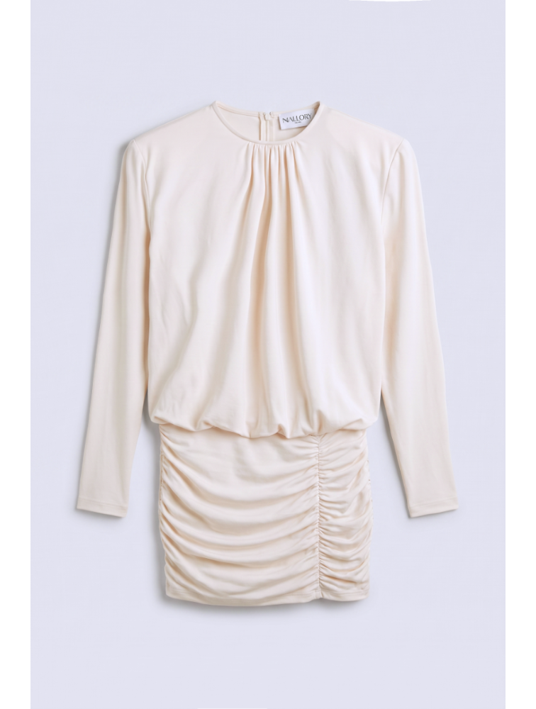 MALLORY THE LABEL Epoque Off White Mini Dress Εκρού Μίνι Φόρεμα