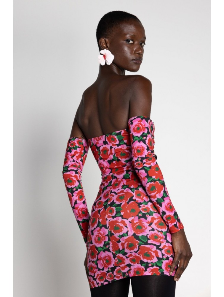 MALLORY THE LABEL Euphoria Pink Floral Dress Ροζ Φόρεμα