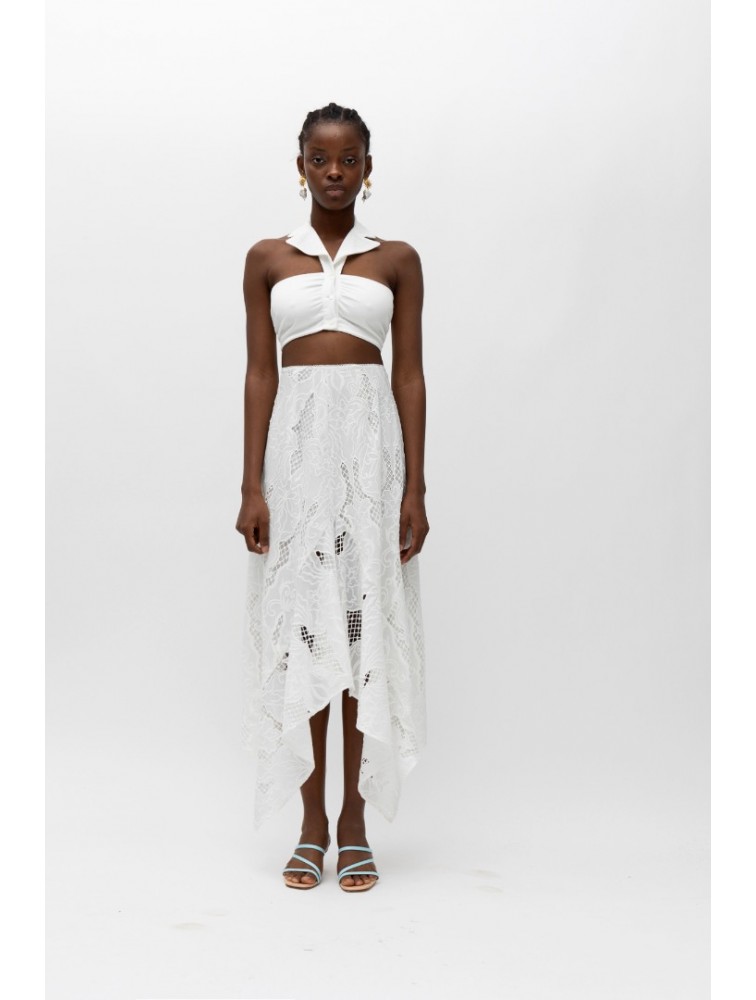 MALLORY THE LABEL Fiesta White Skirt Λευκή Φούστα
