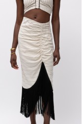 MALLORY THE LABEL Flores Beige Skirt Ριγέ Φούστα