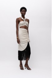 MALLORY THE LABEL Flores Beige Skirt Ριγέ Φούστα