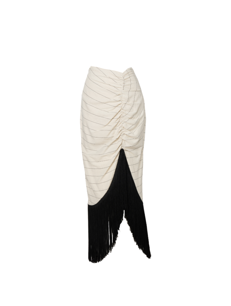 MALLORY THE LABEL Flores Beige Skirt Ριγέ Φούστα