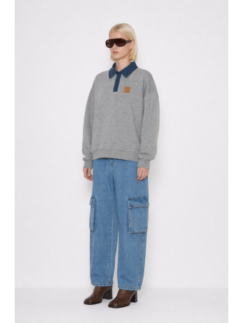 MALLORY THE LABEL Fog Grey Polo Hoodie Γκρι Χούντι