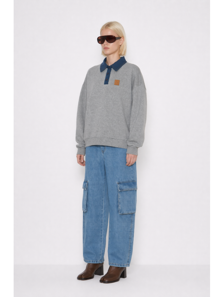 MALLORY THE LABEL Fog Grey Polo Hoodie Γκρι Χούντι