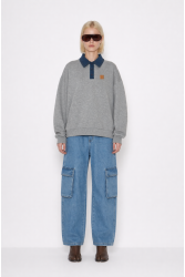 MALLORY THE LABEL Fog Grey Polo Hoodie Γκρι Χούντι