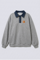 MALLORY THE LABEL Fog Grey Polo Hoodie Γκρι Χούντι