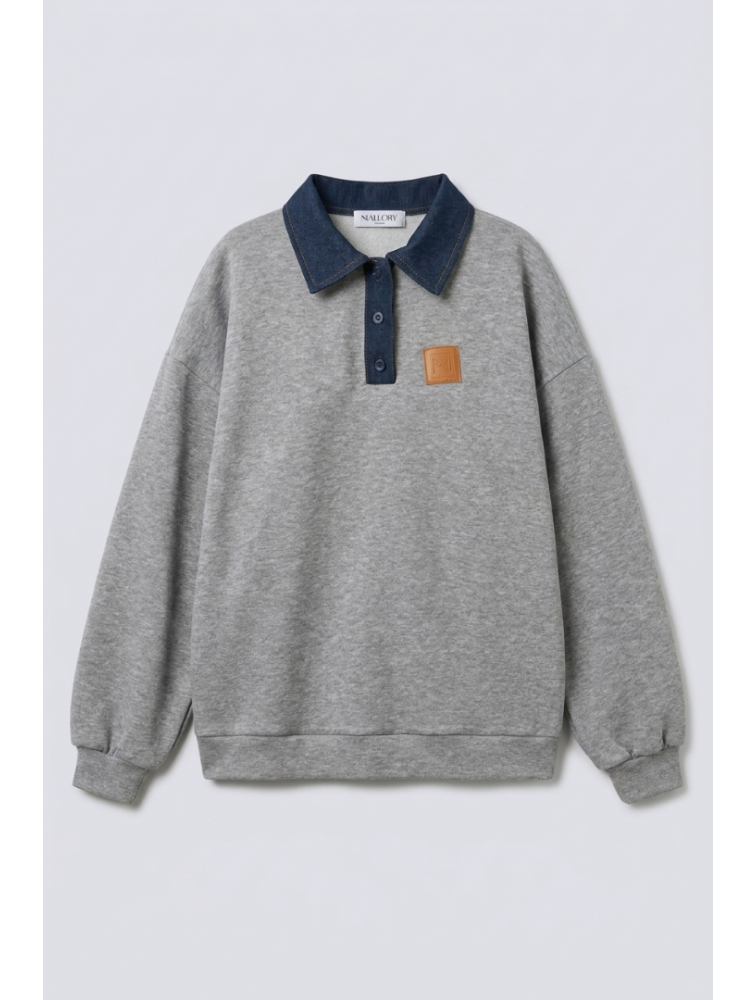 MALLORY THE LABEL Fog Grey Polo Hoodie Γκρι Χούντι