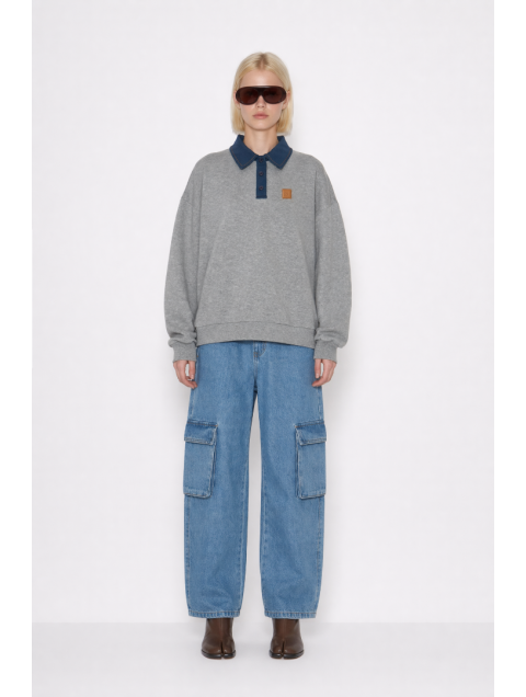MALLORY THE LABEL Fog Grey Polo Hoodie Γκρι Χούντι
