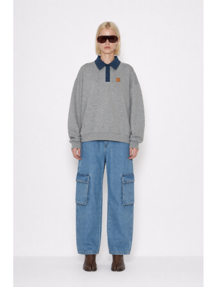 MALLORY THE LABEL Fog Grey Polo Hoodie Γκρι Χούντι