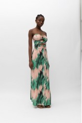 MALLORY THE LABEL Jacinta Green Pink Dress Πράσινο Ροζ Φόρεμα