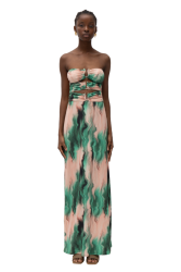 MALLORY THE LABEL Jacinta Green Pink Dress Πράσινο Ροζ Φόρεμα