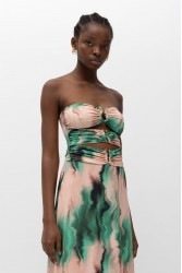 MALLORY THE LABEL Jacinta Green Pink Dress Πράσινο Ροζ Φόρεμα