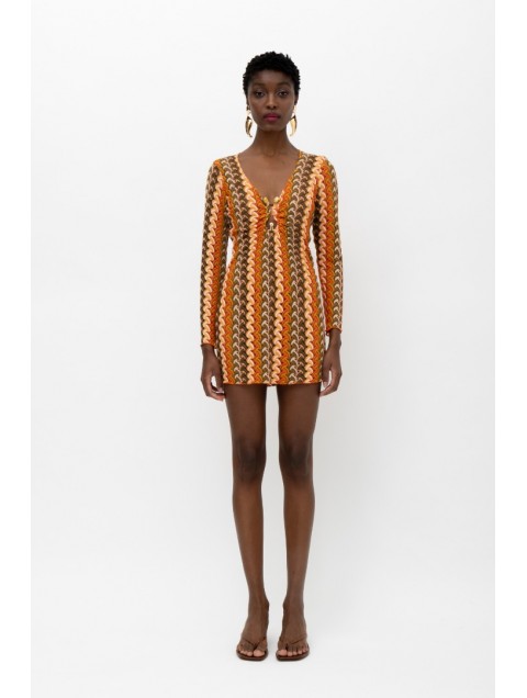 MALLORY THE LABEL Kimino Orange Green Dress 