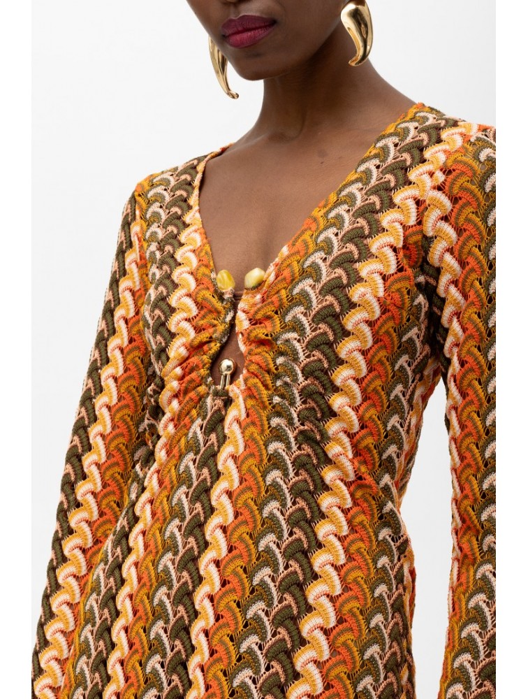 MALLORY THE LABEL Kimino Orange Green Dress