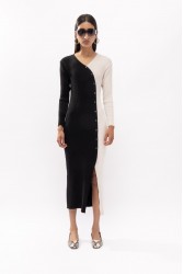 MALLORY THE LABEL Kuala Knit Dress Μαύρο άσπρο Πλεκτό φόρεμα