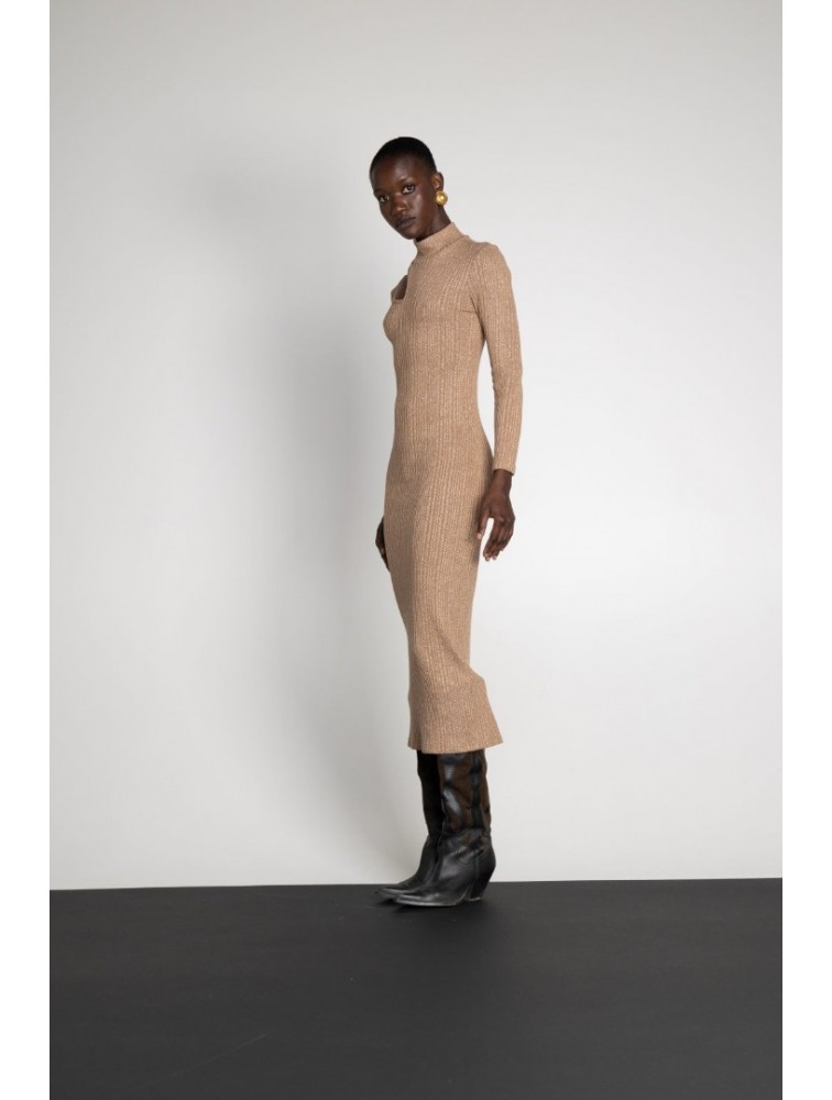 MALLORY THE LABEL Lotus Knit Dress Beige Μπεζ Φόρεμα