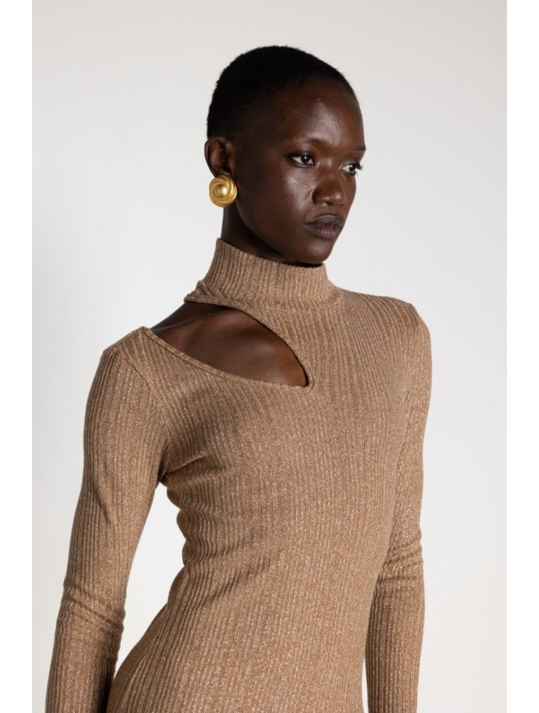 MALLORY THE LABEL Lotus Knit Dress Beige Μπεζ Φόρεμα