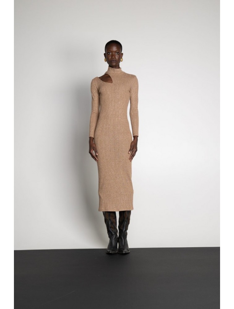 MALLORY THE LABEL Lotus Knit Dress Beige Μπεζ Φόρεμα