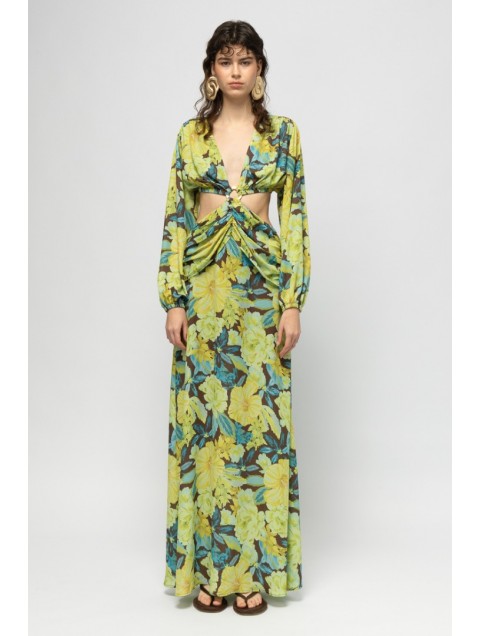MALLORY THE LABEL Mai Tai Dress Φλοράλ Φόρεμα με Μανίκια