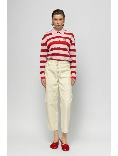 MALLORY THE LABEL Margarita Knit Cardigan Ροζ Ριγέ Πλεκτή Ζακέτα