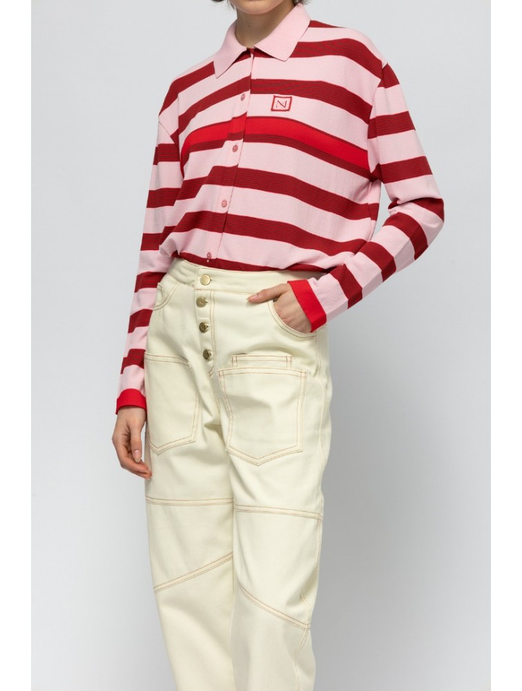 MALLORY THE LABEL Margarita Knit Cardigan Pink Striped Knitted Cardigan